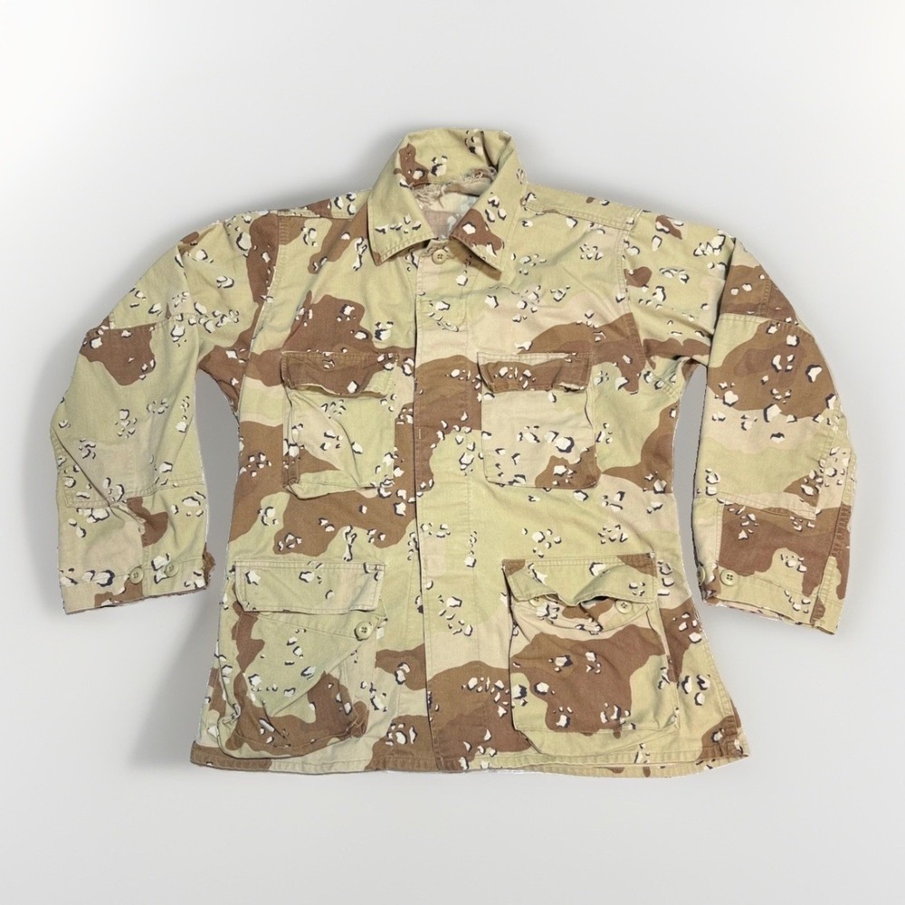 US Military BDU Field Jacket Small Chocolate Chip Desert Camo Cotton Blend Tan